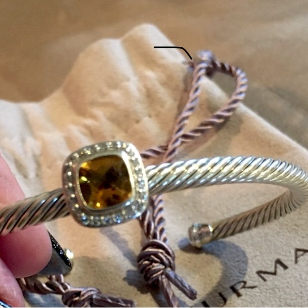 David Yurman Citrine, Diamond, Sterling Silver Cuff